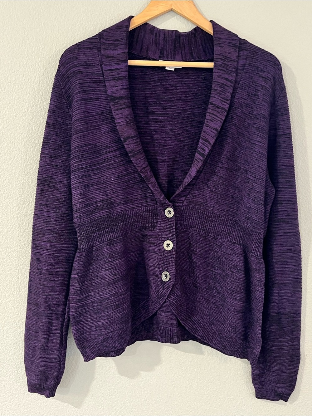 Croft & Barrow Purple Shawl Collar Button Cardigan